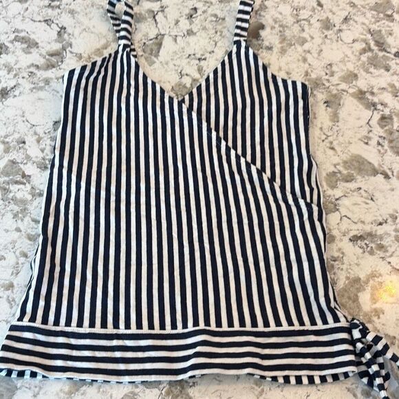 J Crew Striped faux wrap side tie halter tank top XS blue/white nautical - Picture 5 of 7